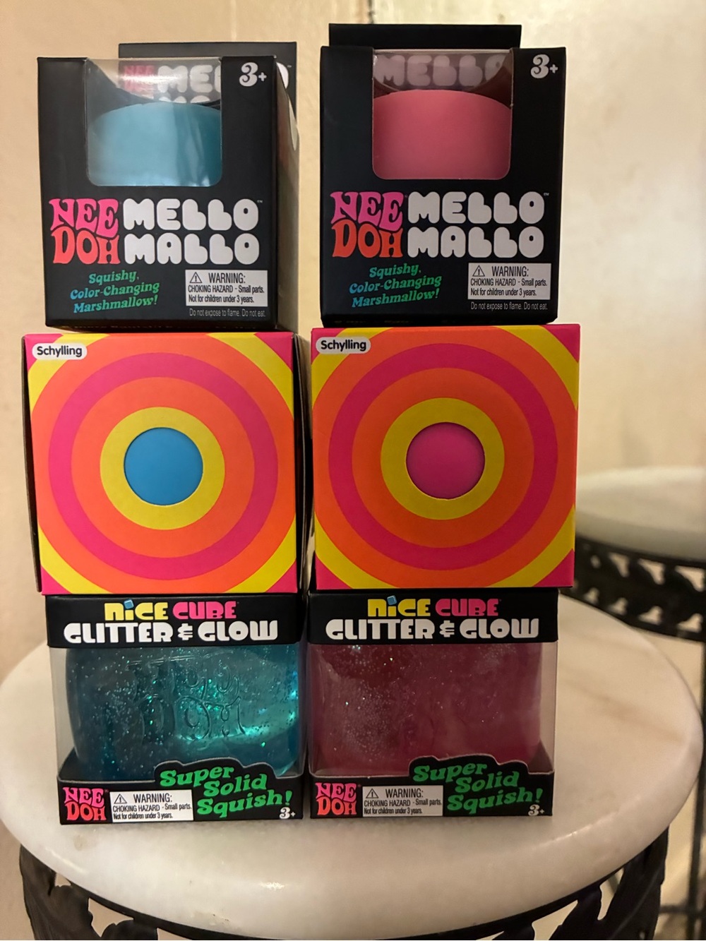 Needoh Glitter & Glow Nice Cube, Color Change & Mello Mallo - 6 count set